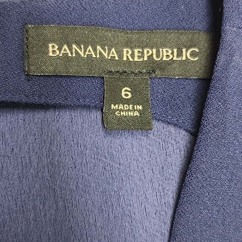 Banana Republic Tie Waist Jumpsuit Wide Leg Sleeveless V-Neck Navy Blue, Size 6 - Picture 11 of 15